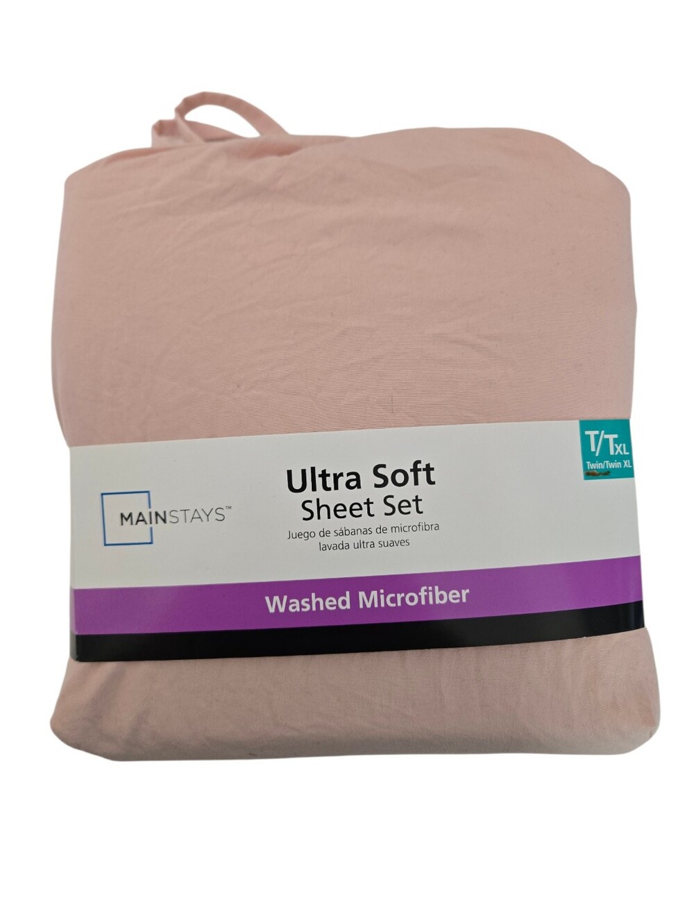 🛏️ Mainstays Ultra Soft Washed Microfiber Sheet Set Twin/Twin XL Blush Pink NIP - Picture 2 of 6